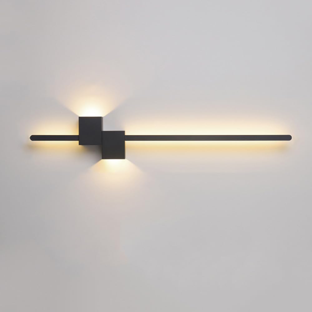 FZQSXAZU Modern Minimalist Linear Wall Sconce, 36" Black LED Light Strip, Nordic White and d Lamp for Living Room, Bedroom, Nightstand, Corridor Det
