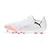 PUMA Men's Future Play Firm, Artificial,Ground Soccer Cleats, White-Black-Glowing Red AH25, 10