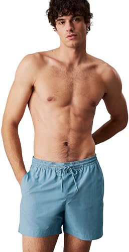 Calvin Klein Short de Bain Moyen avec Cordon de Serrage LV00N61109 pour Homme, Bleu (Skim Blue), L, Bleu (Skim Blue), L