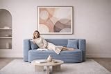 MyFoam Schaum-Sofa 3-Sitzer 200 cm mit Schlaffunktion, Abnehmbarer Bezug, modern & bequem (Hellblau)