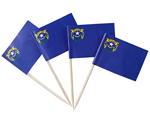 JBCD Bandera de palillo de dientes de Nevada Mini banderas pequeñas para cupcakes de Nevada (100 piezas)