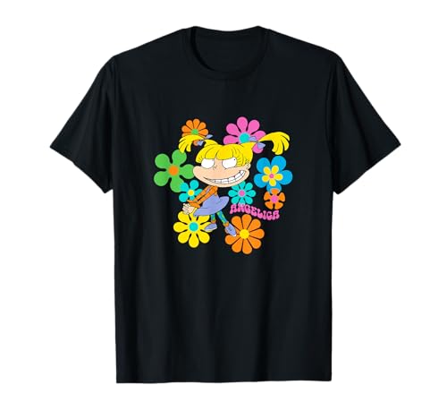 Image of Rugrats Angelica With Retro Flowers And Name Design T-Shirt