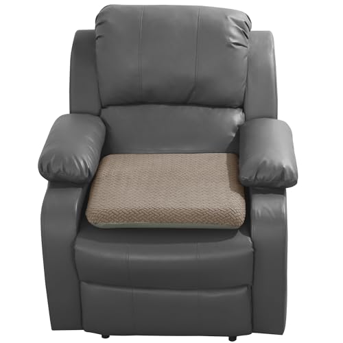 Image of HOMBYS Tufted Furry Recliner Seat Cushion for Elderly Foam Curved Edge Large Square Seat Cushion for Recliner Chair, Floor Pillow, Office Chair, Car, No Pressure on Thighs(Brown)