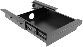 デスク下取り付けスライド引き出し引き出しオフィスデスクまたはテーブル用 - シットスタンドワークステーション用ストレージオーガナイザー - 幅9.8インチ x 奥行き9.8インチ x 2.5インチ、メタル、ブラック(Sサイズ)