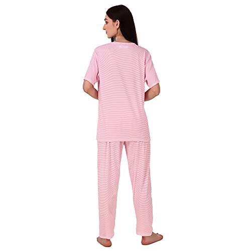 Image of Miley Premium Night Suit Set for Women with Top & Pyjama Set, Night Suits for Women Stylish, Cute Cotton Beauty Sleep Printed Sleep Wear with Small Bunny Pockets.