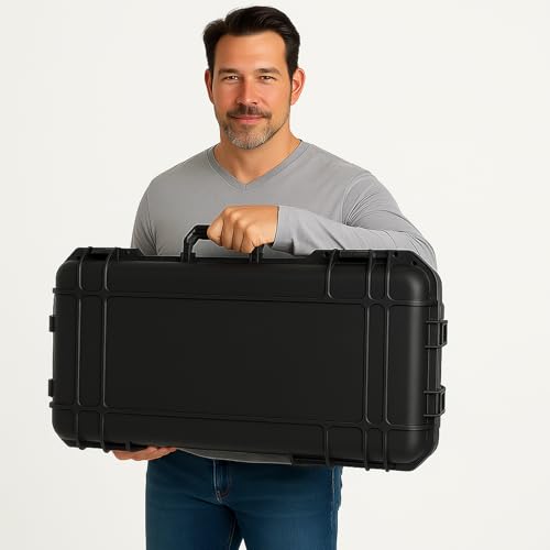 Image of Relaxweex 1 Pcs Waterproof Hard Case with DIY Customizable Foam Insert Portable Protective Case with Knife for Camera Drones Equipments Tools Test Instruments(Black,22.4 x 16.1 x 10.2 Inch)