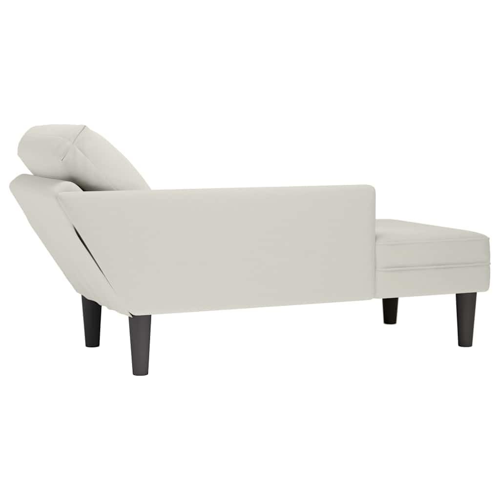 Szezlong z poduszką i prawym podłokietnikiem, kremowy, aksamitny, 132 x 56 x 70 cm, tapicerowany leżak do salonu, sypialni, biura, ergonomiczny i wygodny do relaksu i czytania