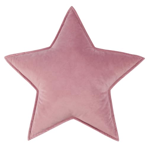 Image of YAKEV Moon Shaped Throw Pillow Star Couch Cushion Decorative Pillows Fluffy Velvet Stars Home Decor Plush for Bedroom (Star, Dusty Pink)