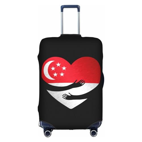 Travel Luggage Cover Singapore Singaporean Flag Heart Fashion Washable Baggage Suitcase Protector Fit For Luggage Large
