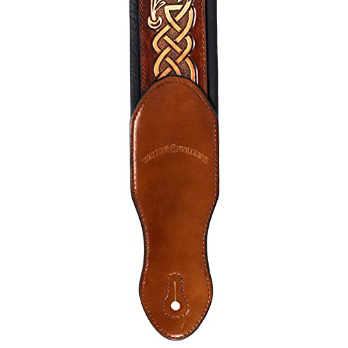 Walker & Williams KB-05-LBRN Sangle de guitare rembourrée en cuir pleine fleur avec chaîne celtique blanche vieillie - Les Beatles, Paul McCartney, John Lennon, RIngo Starr, George Harrison Walker & Williams KB-05-LBRN Sangle de guitare rembourrée en cuir pleine fleur avec chaîne celtique blanche vieillie – Image 6