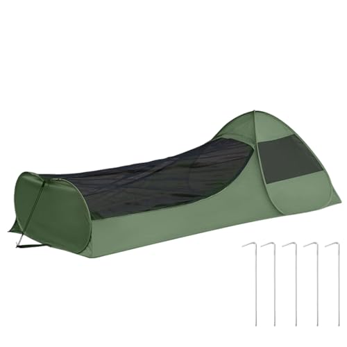 Tienda de campaña desplegable para una Sola, Ligera casa de Camping, instalación instantánea, Tienda de campaña compacta y Duradera, Ventana de Red de protección UV con Doble Cremallera para