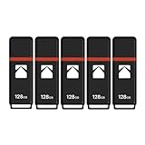 Kodak Classic K100 Cap and Body Series Universal Compatible USB2.0 128GB Flash Drive with Up to 15MB per Second Read Speed and Up to 5MB per Second Write Speed (5 Pack)
