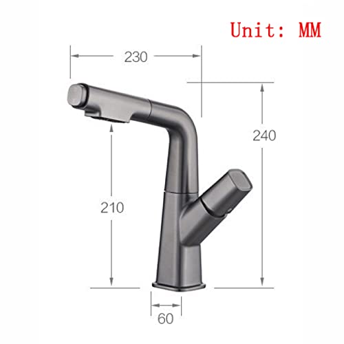 Robinet d'évier monotrou noir gris avec bec relevable et douchette - 4