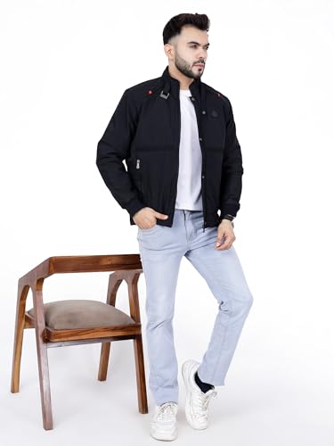 Image of Dollar Full Sleeves Bomber Jacket for Men | TPU Men's Standing Collar Lightweight Winter Jacket, Regular Fit