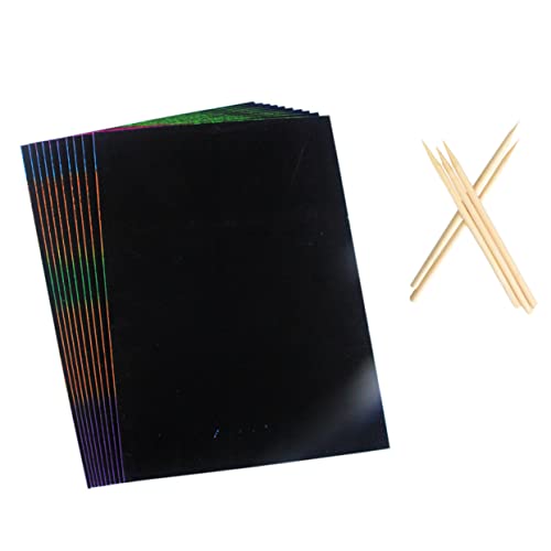 BESPORTBLE 55Pcs Scratch Paper Scratch Off Notes with Wooden Stylus for Classroom and Creative Art Projects