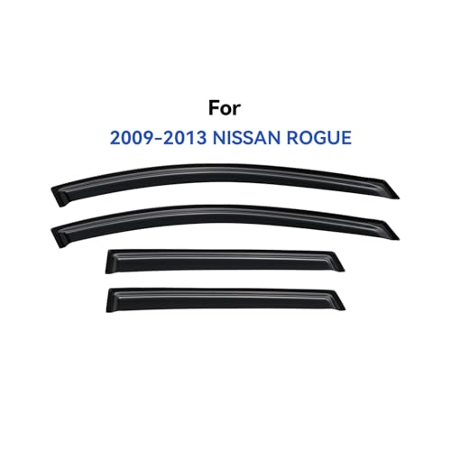 Image of Window Visors Rain Guards for 2009 2010 2011 2012 2013 Nissan Rogue, Out-Channel Window Vent Wind Deflectors Visors Shades for 2014 2015 Rogue Select