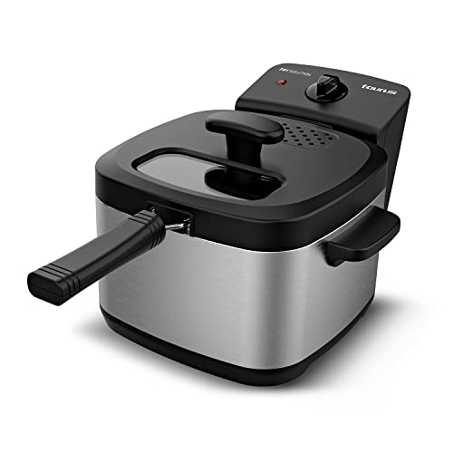 Taurus Fry Solution - Freidora compacta de 1,5L, 2000W, regulador de temperatura de 150 a 190ºC, apta para freír con tapa
