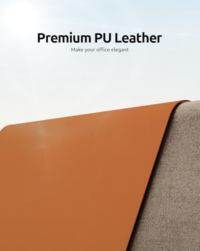 YSAGi Leather Desk Pad Protector, Office Desk Mat, Large Mouse Pad, Non-Slip PU Leather Desk Blotter, Laptop Desk Pad, Waterproof Desk Writing Pad for Office and Home (Brown, 31.5" x 15.8") - Thumbnail 2