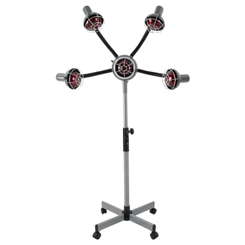 Sootvp 5-Head Infrared Light Heating Therapy Red Lamp, 110V 750W Adjusting Height & Angle Hair Dryer, Hair Color Processor Infrared 5 Red Lights for Hair Salon, Silver-Grey