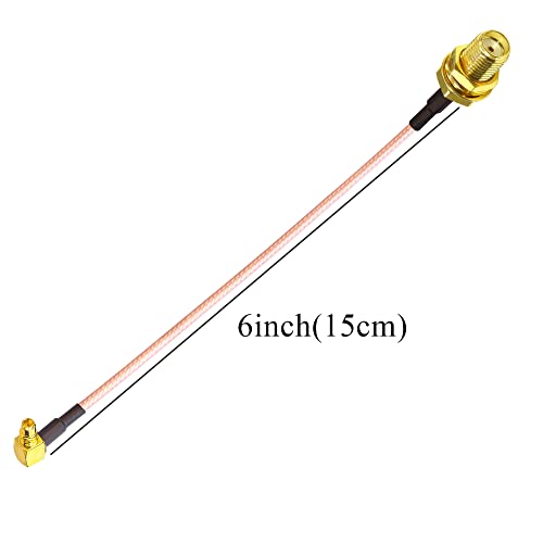 TUOLNK SMA to MMCX Extension Cable - 6 Inch (15cm) Right Angle RF Coax Cable - 2 Pack