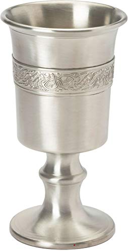 I LUV LTD 370ml Chalice With Celtic Dragon Design Banding Pewter With Satin Finish