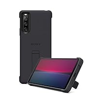 Sony Xperia 10 IV (5G Smartphone, 6 Zoll, OLED-Display, Dreifach-Kamera, 3,5-mm-Audioanschluss, Android 12,Dual SIM hybrid) Schwarz + Stilvolle Hülle mit Standfuß für das Xperia 10 IV, Schwarz