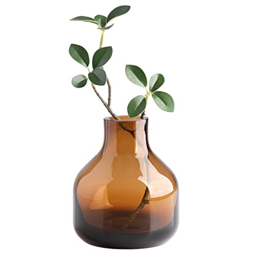 Torre & Tagus Solid Color Round Art Glass Vase for Flowers - 5' Tall Unique Flower...