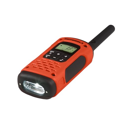 Image of Motorola Solutions, Portable FRS, T605 H2O, Talkabout, Two Way Radios Waterproof Walkie Talkie Emergency Preparedness, Rechargeable, 22 Channel, 35 Mile, Orange W /Black, 2 Pack