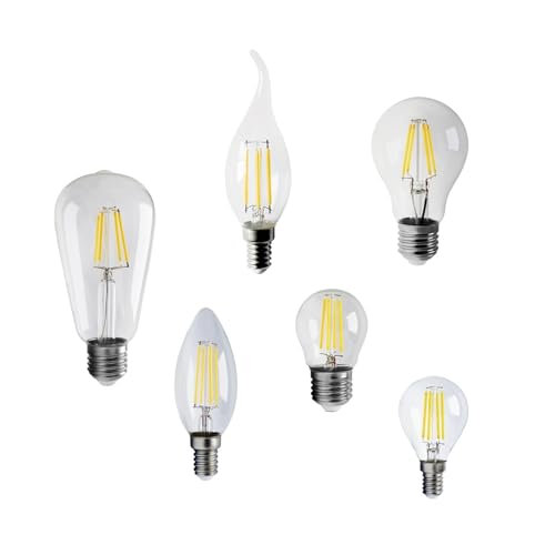 Ampoule à filament LED E14 C35T 4W lot de 6 pièces blanc neutre 4000K