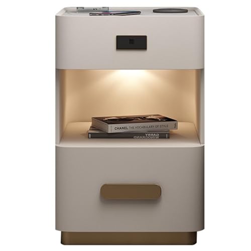 Bedside Table with Charging Station Coffee Table with Drawer/storage Shelf Bedroom Side Table for Living Room/bedroom (B)
