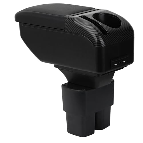 ZENVI Armrest Compatible with Nissan NV200 Center Console Organizer Box Double Layer Style Usable for Elbow Support （Black Style）