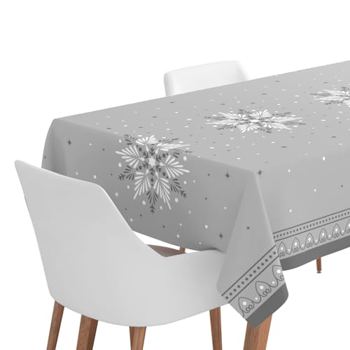 Horeca Collection 1 Unidad - Rollo Mantel de Navidad de 120 x 500 cm Color Plata y Estampado de Copo de Nieve. Rollo Papel Navidad, Mesa Navidad, Decoración Navidad, Mesa Decoración Navidad.