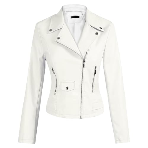 Chaquetas de cuero para mujer, trajes de motociclista para salir, chaqueta bomber sintética con cremallera, blazers informales ext