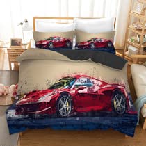 Housse de couette 220x240 voiture rouge pour chambre adulte