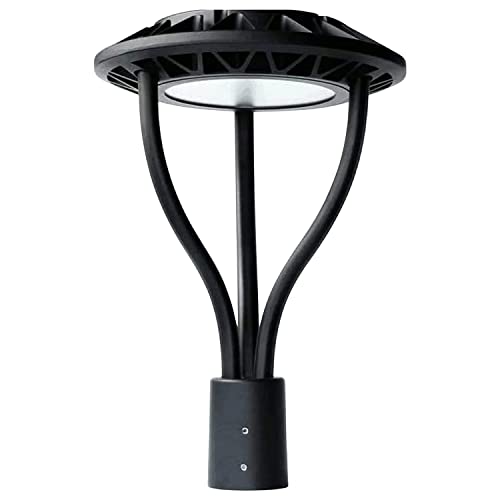 Led Post Top Pole Lights with Photocell 20W/30W/40W/60W Power Selectable LED Circular Parking Lot Area Light 3000K/4000K/5000K CCT Tunable Outdoor Lamp Top Pathway Fixture for School Garden Yard IP65