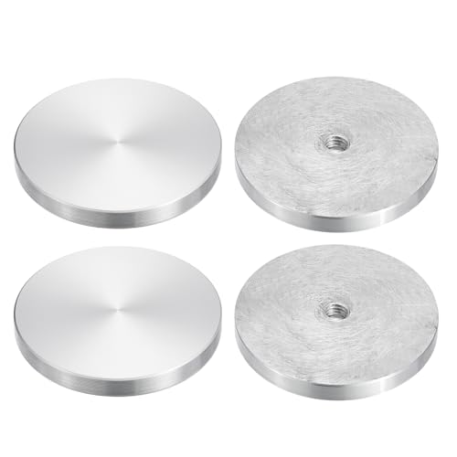 Sourcing Map Juego De 4 60mm Discos De Aluminio En Forma Redonda Con Rosca M8, Adaptador De Disco De Aluminio Para Mesa De Vidrio