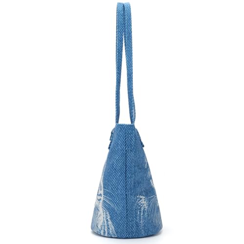 Image of Shoulder Bag for Women, Cotton Canvas Bucket Bags Tote Purse Cute Crossbody Bag Designer Ladies Handbags