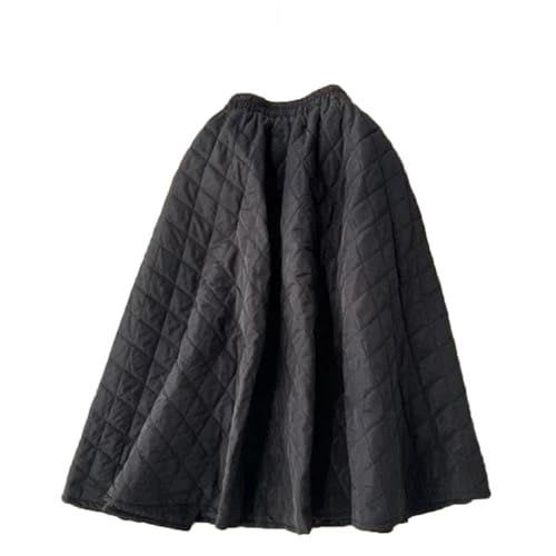 Women High Waist A-Line Long Skirt Elastic Waist Casual Korean