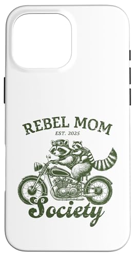 Rebel Mom Society Racoon ���C�f�B���O �o�C�N �������낢 ��̓� �X�}�z�P�[�X iPhone 16 Pro Max �p