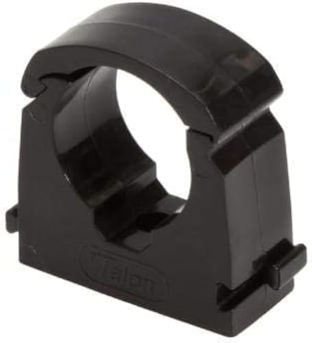 ROHANS Clip per tubi singoli, 15 mm, con cerniera TS15, per tubazioni nero, bianco, rosso, giallo, blu, confezione da 5, 10, 15, 20, 50, 100 (20, nero)