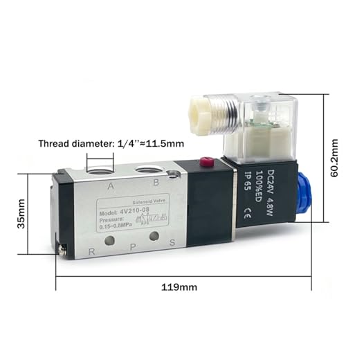 Vanne magnétique 4V210-08 à commande stable pour circuit d'air 8mm - 5