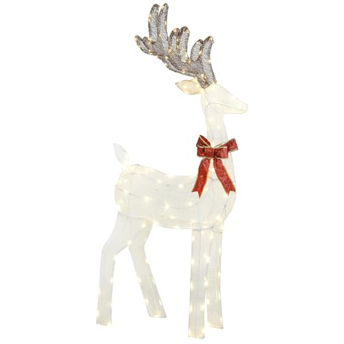 Outsunny LED Rentier Weihnachtsdeko mit 137 warmweißen LEDs...