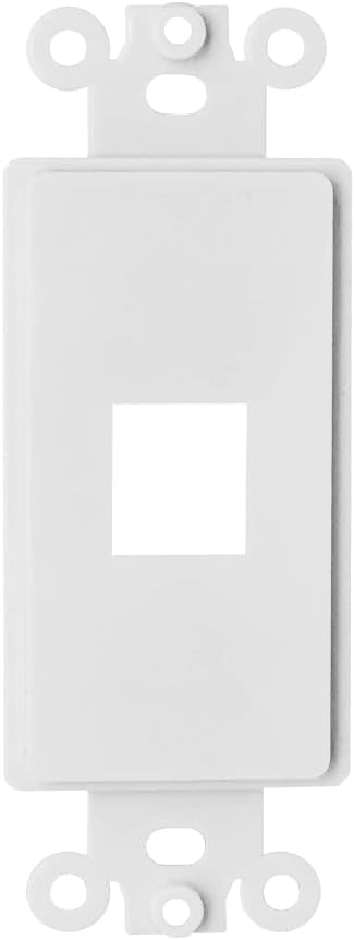 1 Port, Decora RJ45 Network Keystone Wall Plate Insert, White, 100 Pc(s)