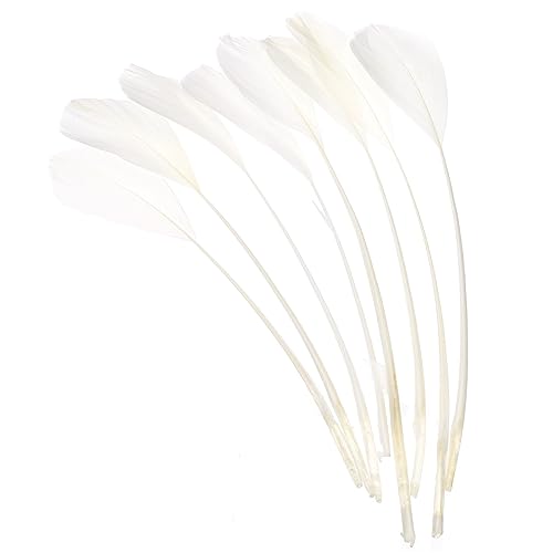 PATIKIL 6-8 Inch Goose Feathers, 100 Pack Bulk Natural Feathers for Crafts Carnival Handwork Clothing Costumes Wedding Party Style 4, White