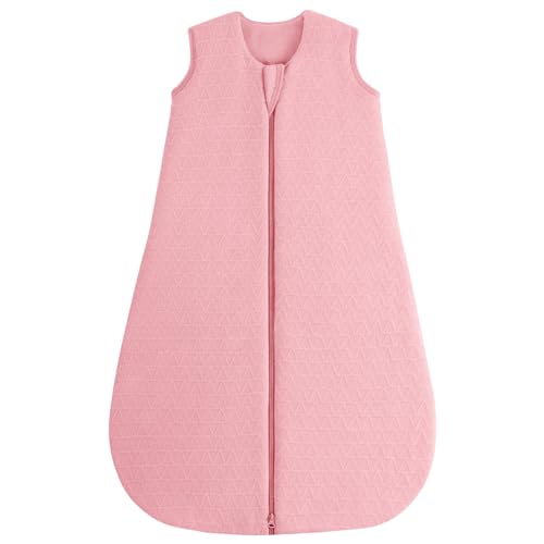Image of Yoofoss Baby Sleep Sack 0-6 Months, 2.0 TOG Baby Wearable Blanket with 2-Way Zipper, 100% Cotton Fabric Winter Newborn Sleeping sack, Warm Soft Comfy Pink(Small)