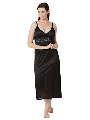 Image of Romaisa Women's Solid Maxi Satin Nighty with Robe, Free Size Nightwaer (Pack of 2) GRP-RN347-348