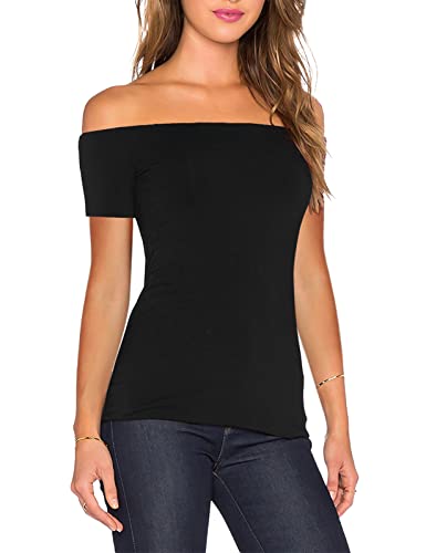 Image of Sarin Mathews Women's Sexy Off The Shoulder Tops Long Sleeve Slim Fit Stretchy Shirts Blouses Top