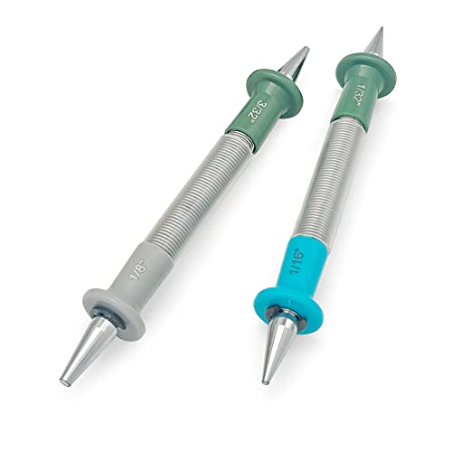 SENROG 2-Pieces Spring Nail Set, Hammerless Spring Tools Nail Set, 4 Sizes Dual Heads Spring Nail Set 1/32", 1/16" Spring Loaded Nail Set, 3/32", 1/8" Spring Nail Punch-2 Pcs(Spring Nail Punches)
