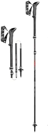 LEKI Makalu FX Carbon AS Adjustable Lightweight Walking Poles for Trekking & Hiking - Anthracite-Red-Black - 110-130 cm