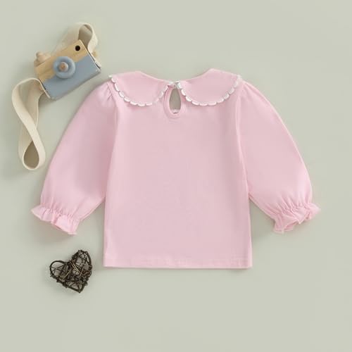 Toddler Baby Girl Fall Clothes Perter Pan Collar Solid Long Sleeve T-Shirt Pullover Shirts Top Outfit 7
